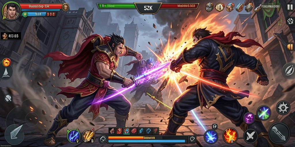 Tampilan gameplay 5ZK yang menyuguhkan aksi pertarungan menegangkan.