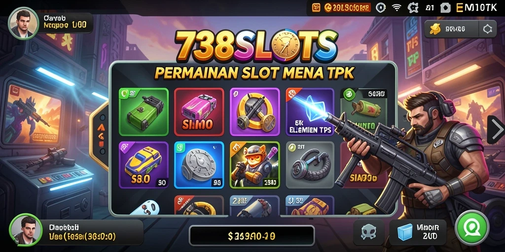 Gambar gameplay menarik dari 738SLOTS dengan tema slot yang beragam.