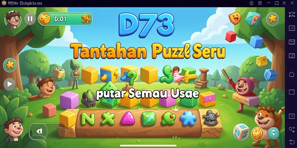 Screenshot gameplay D73 menunjukkan tantangan puzzle yang menarik.