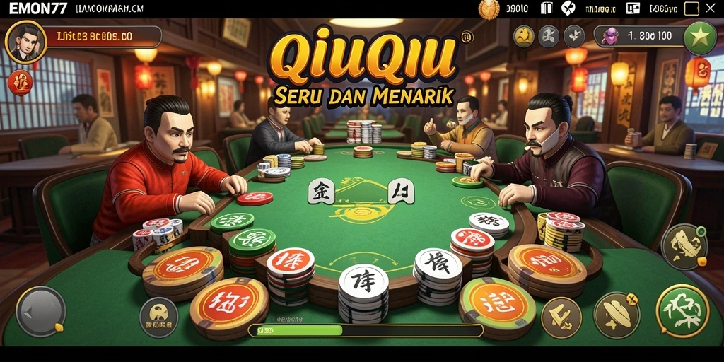 Tampilan menarik dari gameplay QiuQiu di EMON77.