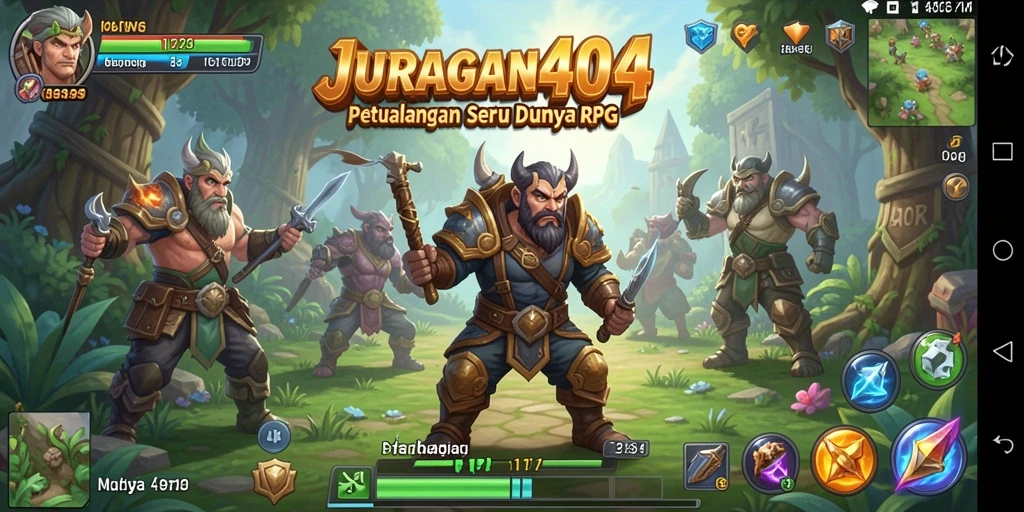 Tampilan gameplay seru dalam petualangan RPG JURAGAN404.