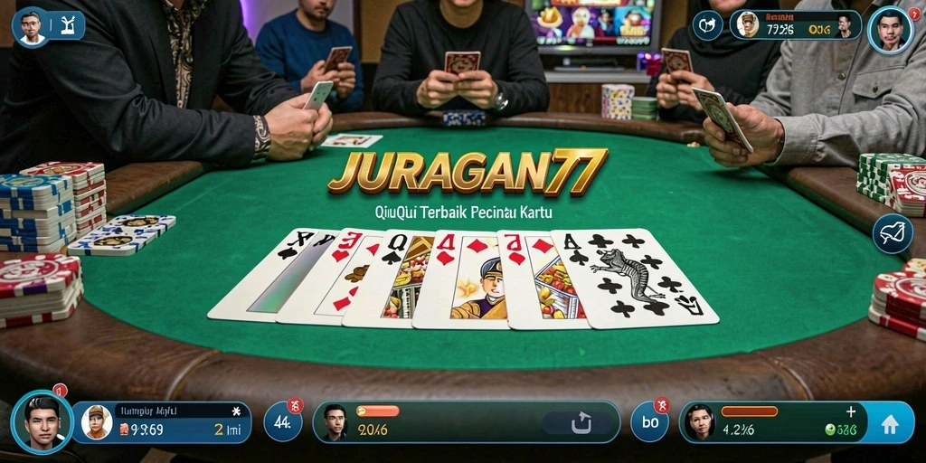 Tampilan gameplay seru dari JURAGAN77 dengan kartu QiuQiu.
