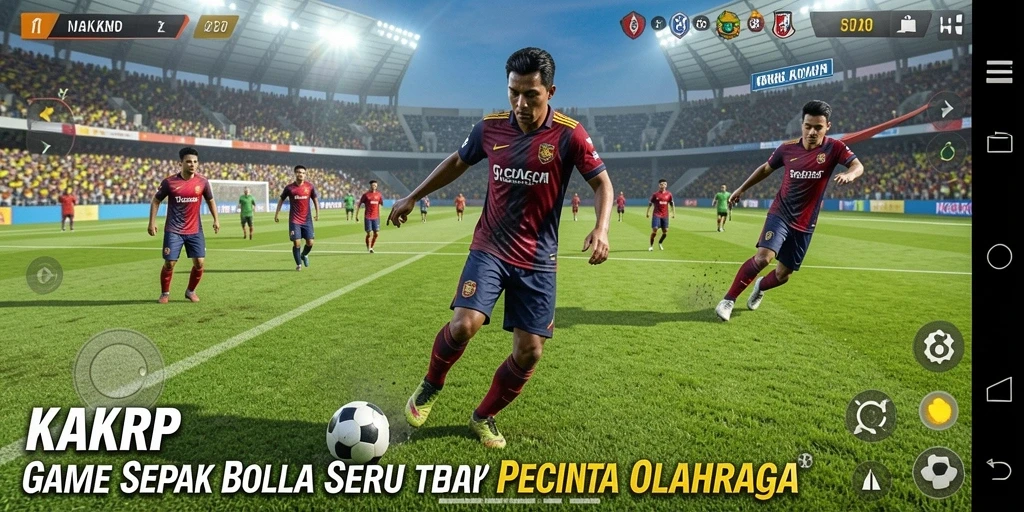 Screenshot KAKRP menampilkan aksi permainan sepak bola yang mendebarkan.