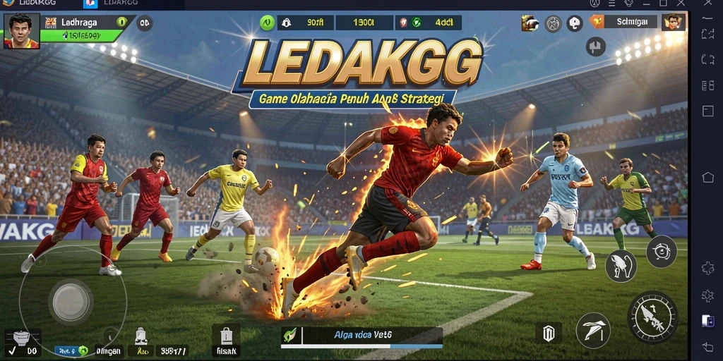 Tangkapan layar utama LEDAKGG menampilkan aksi olahraga yang mendebarkan.