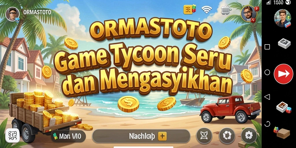 Screenshot gameplay ORMASTOTO menampilkan aktivitas mengelola bisnis Tycoon.