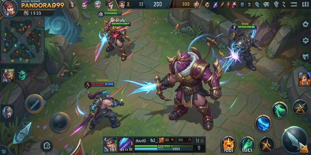 Tampilan strategis arena pertarungan PANDORA99 dengan gameplay seru.
