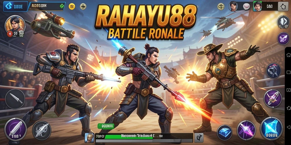Screenshot RAHAYU88 menunjukkan aksi seru dalam pertempuran Battle Royale.