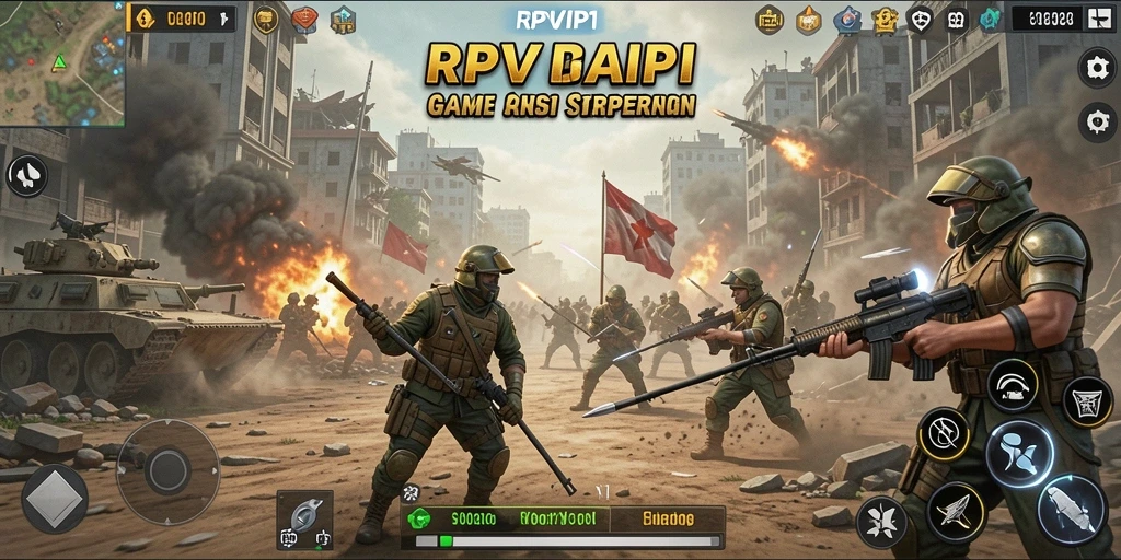 Tangkapan layar RPVIP1 menampilkan pertempuran strategi yang intens.