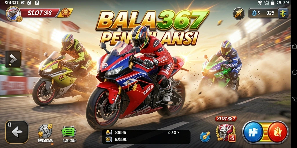 Tampilan screenshot utama SLOT367 yang menampilkan aksi balapan motor yang mendebarkan.