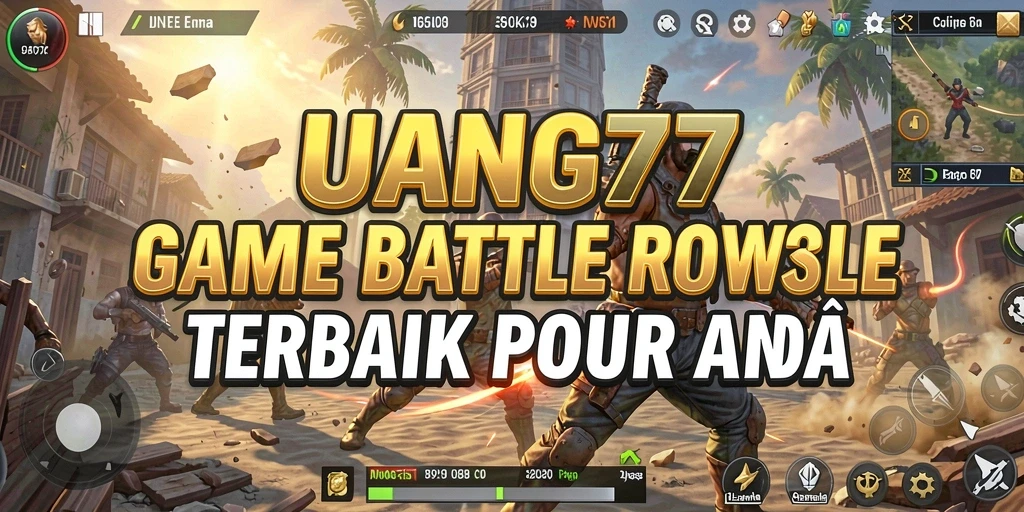 Tangkapan layar utama UANG77 menampilkan aksi Battle Royale yang seru.