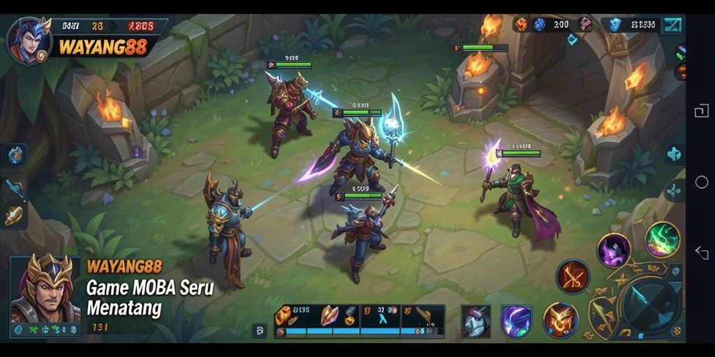 Gameplay intens dalam pertandingan MOBA WAYANG88.